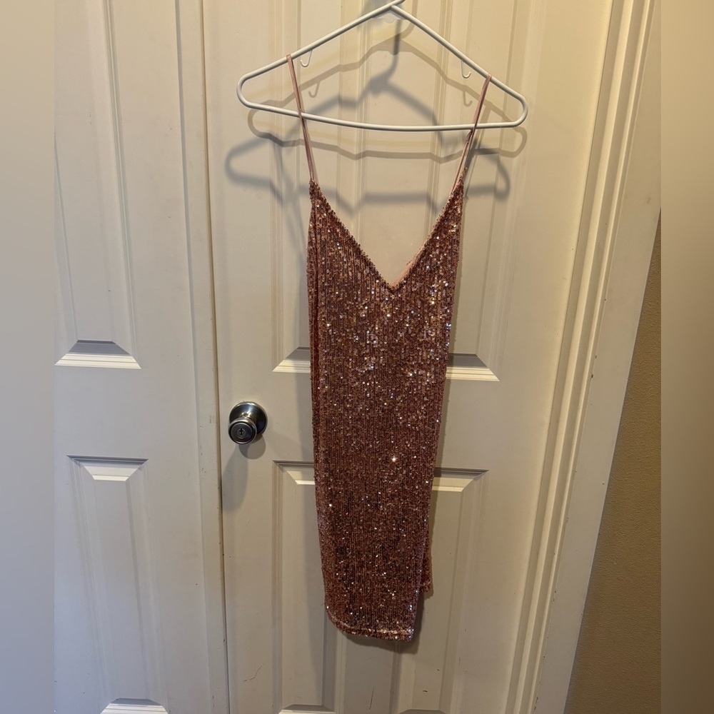 Victoria's Secret Rose Gold Sequin Slip Dress